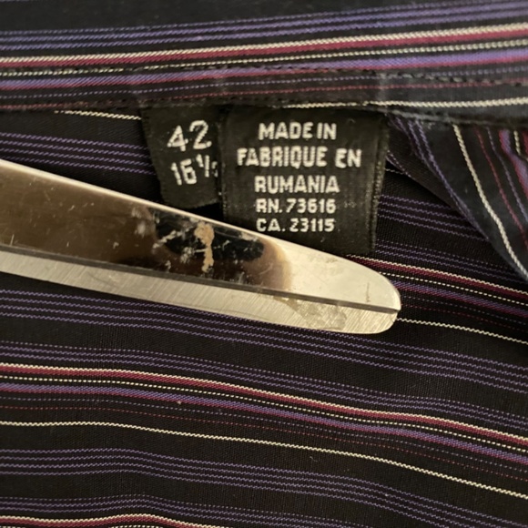 HUGO BOSS Men’s Striped Button Down Shirt Sz XL or 16 1/2 - Picture 7 of 7